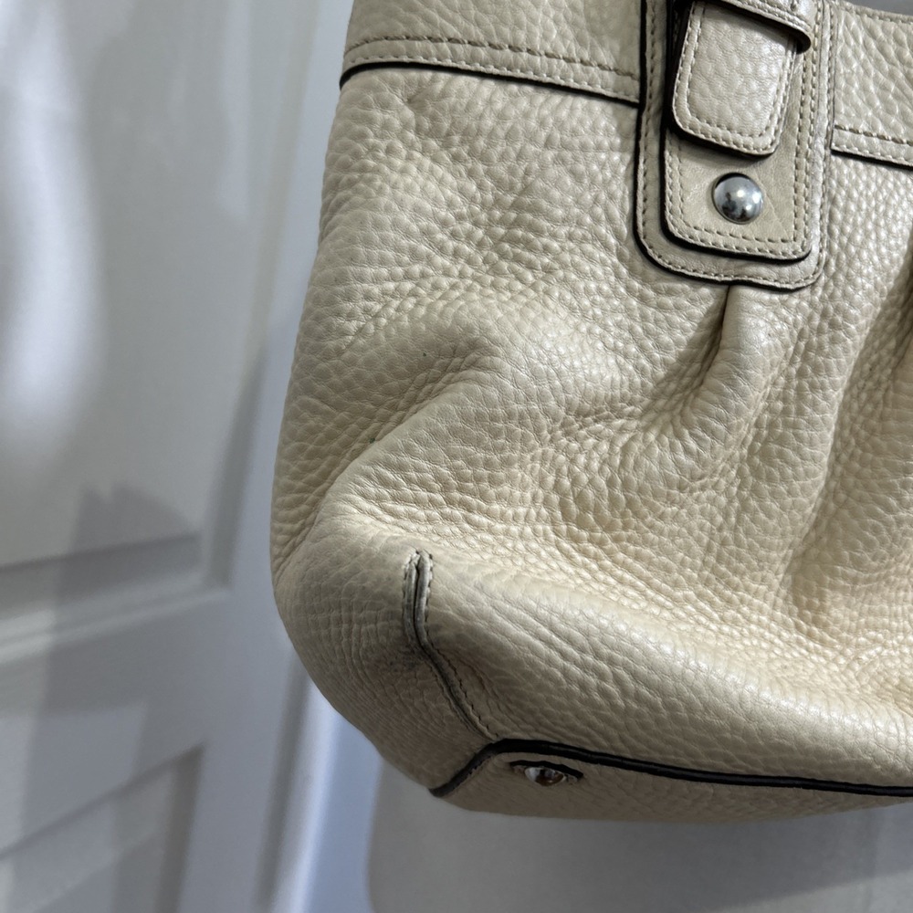 Coach Legacy Tote Bag F13732 Cream Pebbled Leather Satchel Silver Hardware Purse - Picture 4 of 16